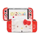 Kuitmor Plüsch-Schutzhülle für Switch OLED, Kawaii-Schutzhülle, dünne Hart-PC-Hülle, kompatibel mit der Switch OLED-Konsole und Joy Con – HLK