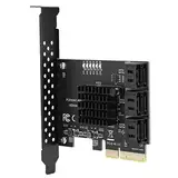 Tbest Asm1166 6-Port, PCIe-Sata-Erweiterungskarte, Interne Komponenten, Erweiterungskarte PCIe auf 6-Port-Sata3.0-Festplatte 6G PCIe3.0 Gen3 4X-Schnittstellen-Hub-Adapter