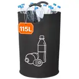 Lifewit 115L Pfandflaschen Sammelbehälter, Groß Pfandflaschen Aufbewahrung, Behälter Leergut & Altglas Aufbewahrung mit Softgrip-Griffen aus Aluminium, Flaschensammler Küche Abstellraum,Schwarz