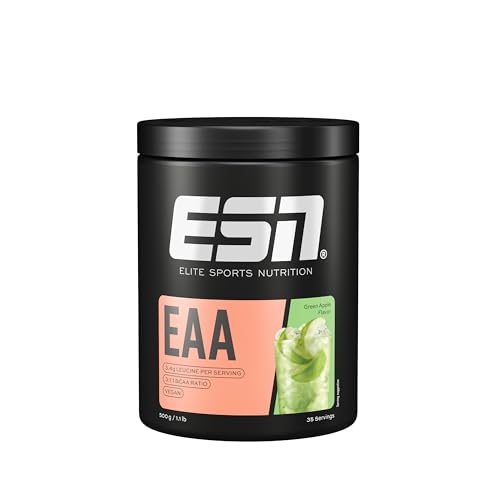 ESN EAA, Green Apple, 500 g, feines Amino-Pulver mit 8 essentiellen Aminosäuren, ideale Löslichkeit, vegan, geprüfte Qualität - made in Germany