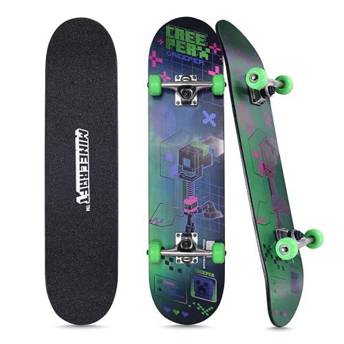 Minecraft - 78,7 cm Lentikular-Skateboard mit Pro Trucks, Full Grip Tape, 9-lagiges Ahorndeck, ideal für alle Erfahrungsstufen