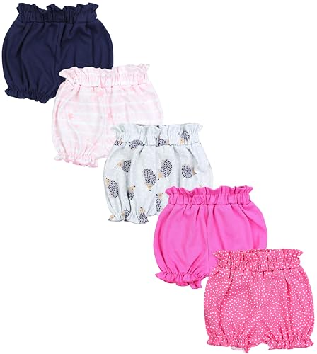 TupTam Baby Mädchen Pumphose Sommershorts 5er Set, Farbe: Pumphose mit Rüsche Grau Rosa Aprikose, Größe: 74/80