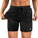 flintronic Badehose Herren, mit Kompression Liner 2 in 1, Board Shorts, Badeshorts Schwimmhose, Elastisch Verstellbar Mit Tunnelzug