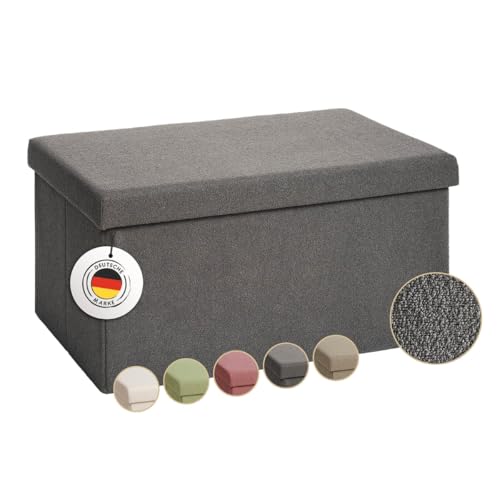 Laleni Sitzbank mit Stauraum groß - Truhenbank mit Stauraum 76x38 cm - Sitztruhe mit Stauraum - Bequemer Hocker mit Stauraum - Aufbewahrungsboxen für Kinder - Teddy Hocker - Sitzbox Anthrazit
