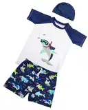 TODREMOU UV Shirt & Badehose Kinder Jungen 9-10 Jahre - UV Badeset Junge Badeshirt Schwimmshirt Badeshorts UV-Schutz UPF 50+