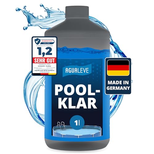 AGUALEVE® Poolklar 1l *NEU* | Kristallklar 2.0 Formel für perfektes Poolwasser | Pools, Whirlpools, Planschbecken | Markenqualität Made in Germany | für 200.000 Poolwasser | mit Note 1,2 getestet