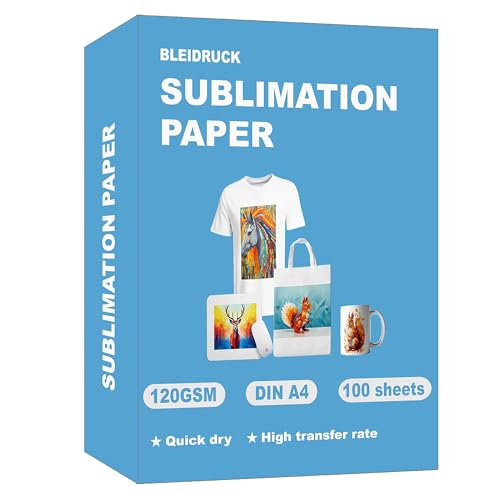 100 Blatt Sublimationspapier DIN A4 (210 x 297 mm), 120 g/m² Sublimation Paper Kompatibel mit Inkjet Drucker Sublimationsdruckern