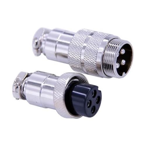 Elecbee GX20 4 poliger Steckverbinder, Gewinde Metall Luftfahrt Kabelverbinder GX20 Aviation Stecker Set Stecker und Buchse Runder Steckverbinder Kabel wasserdicht