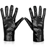 Kurze Schwarze Handschuhe Kostüm Lederhandschuhe, Cosplay Opera Party Handschuhe, für Damen und Herren Party Kostüm Handschuhe, Mottoparty, Halloween, Fasching Karneva,Handschuhe, Bühnenhandschuhe