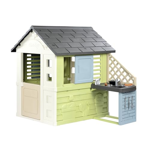 Smoby Life - Pretty Spielhaus mit Küche (110x127x145 cm) mit 57% Recycling-Anteil - wetterfestes Gartenhaus für Kinder mit Sommerküche - Outdoor-Kinderhaus für Garten oder Terrasse - ab 2 Jahre