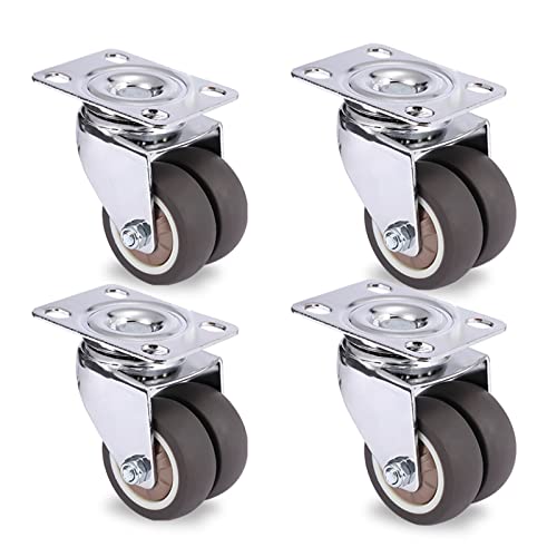 4PCS Swivel Furniture Casters 1.5" / 2" Heavy Duty Soft Roller Furniture Wheels with Brake for Platform Trolley (Color : 4pcs Without Brake, Size : 2 inch)