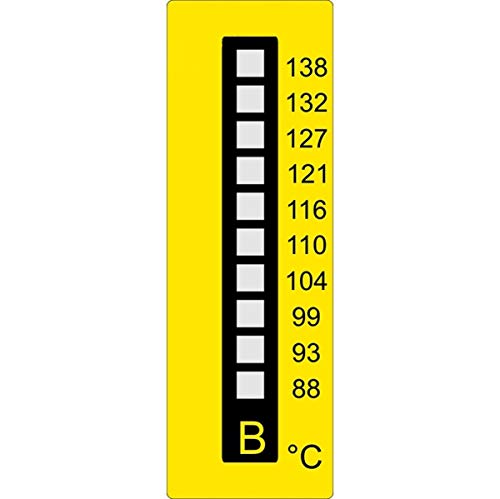 Temperatur Messstreifen, +88°C bis +138°C, vertikal, 10 Felder, irreversible 10 Stück - HPC Sekure