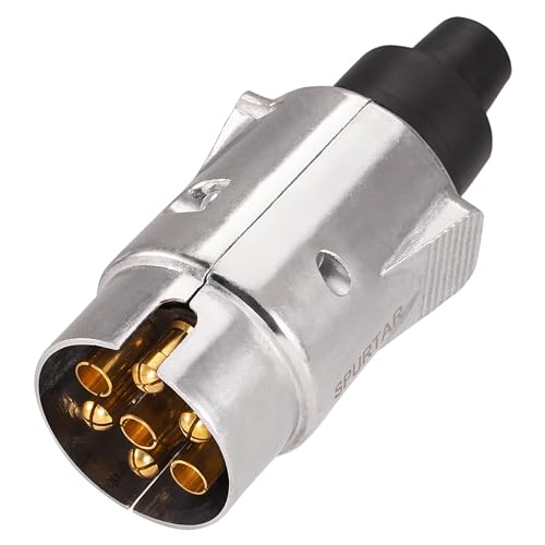 Spurtar 7 Poliger Anhänger Stecker 12V, Anhänger Adapter Aluminium Anhänger Zubehör 7 polig Anhängeranschluss Plug Anhängerkupplunganhängerkupplung PKW Anhängerstecker KFZ Stecker