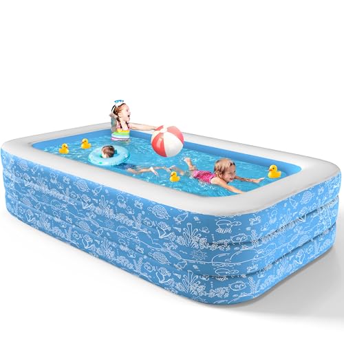 CACSPS Aufblasbare Schwimmbecken, 180 x 137 x 58 cm, Großes aufblasbares Pool für Kinder und Erwachsene, Langlebiges Familien-Freizeitpool, Kinderbecken für Garten, Hinterhof oder Innenbereich