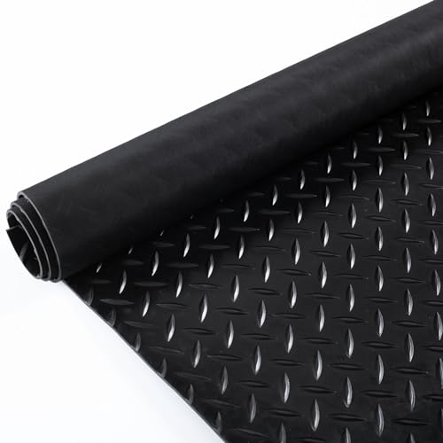 ANRO Gummimatte Schutzmatte Meterware Bodenmatte Tränenblech Gummiläufer 100cm Breit 3mm stark Schwarz 100 x 100cm