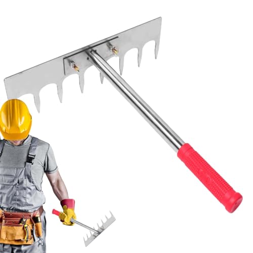 Mörtelrechen aus Edelstahl, Mörtelrechen aus Edelstahl für Rasen, flache Asche Vorrichtung für Edelstahlfliesen - Gartenrasenzubehör mit breitem Kopf mit Griff