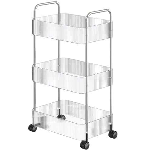 Storage Cart Rolling Cart Dreischicht rotierender Speicherwagen mit Edelstahl-Handläufen Tragende Rollspeicher mit stummen Rädern zum Sortieren des Lagers