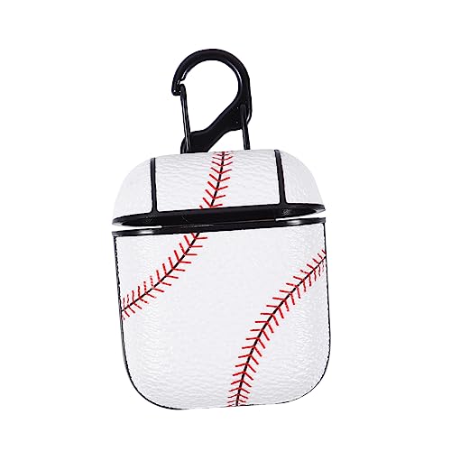 AOKWAWALIY Kunstleder-Kopfhörertasche, kleine Kopfhörerhülle, Baseball-Kopfhörer-Hülle, PU-Schlüsselanhänger, weiß, stilvolle Kopfhörer-Hülle, Anti-Verlust-Kopfhörer-Abdeckung