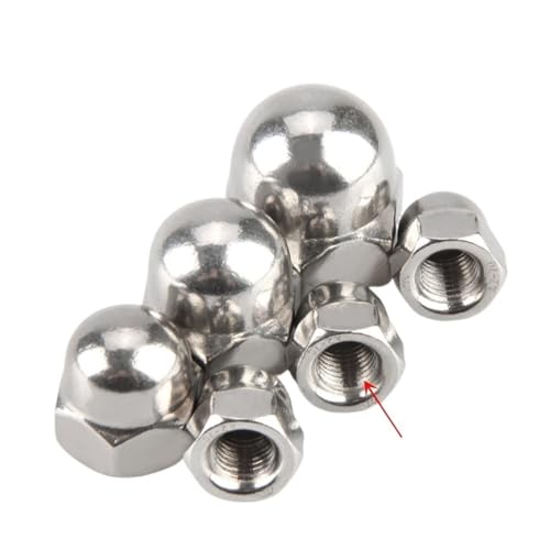 Handmutter 1~5 Stück M8 M10 M12 M14 M16 M20 304 Edelstahl Feingewinde Hutmutter Sechskant Feinzahn Dekorative Abdeckung Kuppel Schraubverschluss(M12x1.25mm-2Pcs)