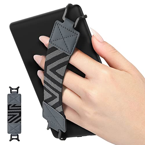 MoKo Handschlaufe für 6-8" Kindle eReaders Fire Tablet, Kindle/Kobo/Voyaga/Lenovo/Sony E-Book Tablet, Leicht und Tragbar Elastisches Halteband Tablet Fingerhalterung Griff Halter, Raum Grau