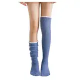 Damen Socken 39-42 Baumwolle Winter Home warm massiv warm Socken High Socken Oberschenkel Fuzzy Damensocken Leggings über den Socken Socken Damen Schwarz Kurz (B-Blue, One Size) Socken 35-38 MäDchen