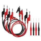 ALAMSCN Multimeter Messleitungen Set mit Krokodilklemmen Kabel 4mm Isolierte Bananenstecker Messleitung + 0.7mm Testsonde für Digital Multimeter Elektrische Prüfung, Rot & Schwarz