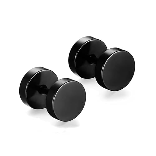 Ozmw 1 Paar Ohrstecker Schwarz Fake Plugs Ohrringe 8mm, Edelstahl Ohrstecker Schwarz Poliert Taper Plugs Tunnel Doppelseite