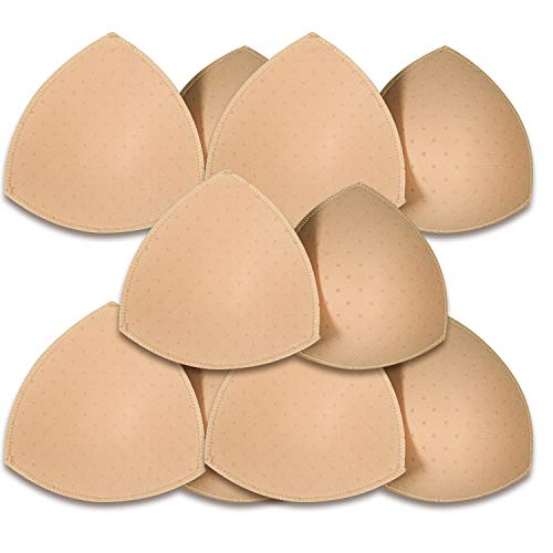 SKENGWEL 5 Paar BH-Pads, Einsätze, Sport-BH-Cups, Einsätze, abnehmbare Brustvergrößerungen, Einsätze für Damen, Bikini, Badeanzug, 5 Paar beige