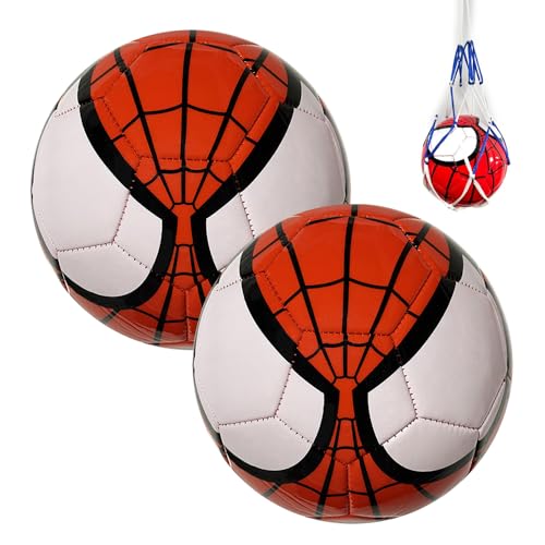 KUWUNG 2 Stück Kinder Fußball Ball und Netz, Fussball grösse 3 Fussball Kinder Ball für Das Training, Fußbälle Sportbälle kinderball Fussball Geschenke Geeignet für 2-8 Jahre Jungen Mädchen