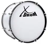 XDrum MBD-226 Marsch Bass Trommel, Fußball Pauke 26" x 12" (10,5 kg, 4 Ösen, Spannschrauben, inkl. Paar Schlägel, Tragegurte, Stimmschlüssel) weiß