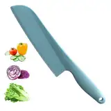 Tortenmesser/Salatschneider, geeignet zum Schneiden auf antihaftbeschichteten Backblechen, da er die Oberfläche nicht zerkratzt, Salatschneider aus Kunststoff verhindert Bräunung, Grün (Blau)