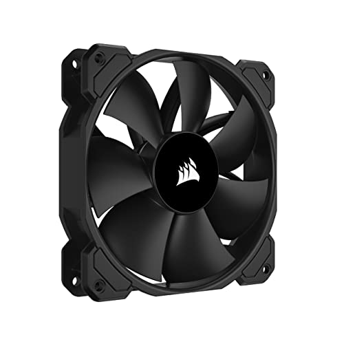 Corsair SP120 ELITE, 120-mm-PWM-Hochleistungslüfter AirGuide-Technologie - Minimale Geräuschent, 24,7 dBA, Lüftergeschwindigkeiten ab 300 bis zu 1.300 U/mi, Einzelpackung - Schwarz