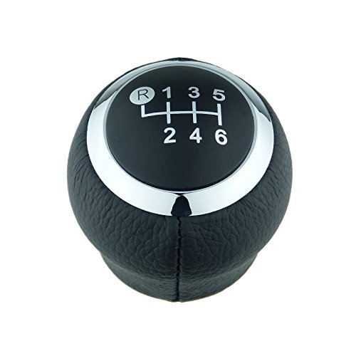 L&P A279-3 Schaltknauf Schalthebel Leder Hebel 6 Gang Schwarz Chrom Knauf M12 Feingewinde kompatibel mit Toyota Auris E15 E18 Avensis T25 T27 Corolla E14 Yaris P9 P13 Plug Play Ersatzteil