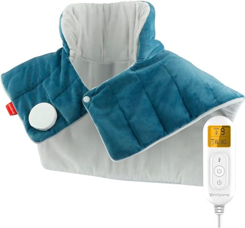 Comfytemp Voll gewichtetes Heizkissen für Schulter Nacken mit 9 Wärmestufen 11 Abschaltautomatik, 1 KG Nackenwärmer Schulterwärmer waschbar Wärmekissen 48 × 56 cm Elektrisches Wärmecape