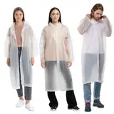 3 Stück Regenponcho EVa Regenjacke mit Kaputze Wasserdicht Transparent Regencape Faltbar Regen Poncho Regenumhang Einheitsgröße Regenmantel Regenbekleidung für Fahrrad Erwachsene Herren Damen