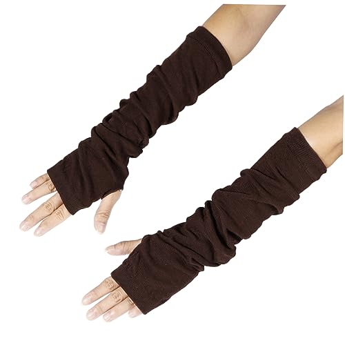 VALICLUD Winter Lange Handschuhe Fingerlose Herren Griff Armwärmer Kalt Fischnetz Mütze Handwärmer Warme Handschuhe Liner Ärmel Handgelenkstütze Winter-armstulpe Coffee