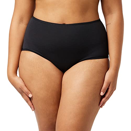 Iris & Lilly Damen Slip-Unterwäsche hoher Bund volle Abdeckung, 5er-Pack, Schwarz, 42