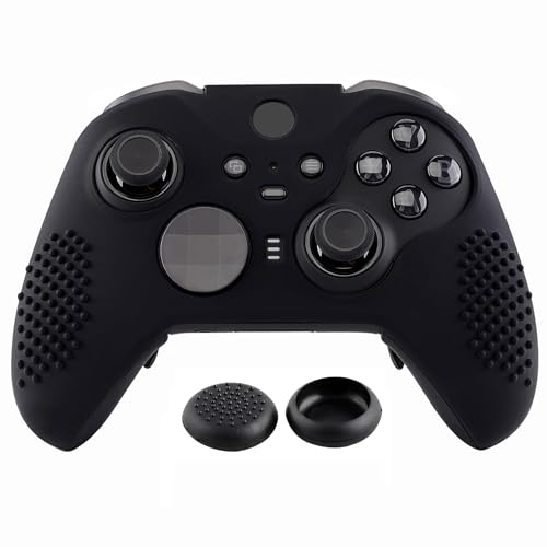 eXtremeRate Schutzhülle Anti-Rutsch Tasche Silikon Case+2 Thumbstick Kappen Hülle für Xbox Elite Series 2/Series 2-Core Controller(Schwarz)