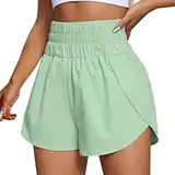 Shorts Damen Sommer, Kurze Sporthose Damen, Fashion Elegant Kurzhose Fitness Laufhose Schnell Trocknendes Sweatshorts Sport Sommerhose Tunnelzug High Waist Hotpants