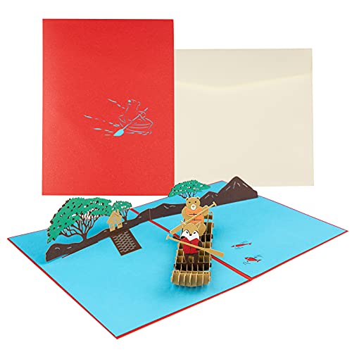 KIMI-HOSI 3D Pop Up Grußkarte mit 1 Umschlag Geburtstagskarte Dankeskarte 3D Faltbare Grußkarte Pop-Up Bootfahren Grußkarte für Frau Mutter Ehemann Freund Kind