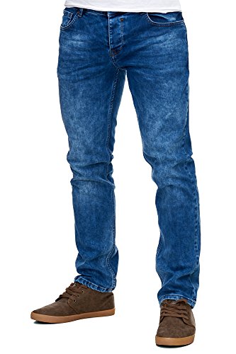 Reslad Jeans-Herren Slim Fit Basic Style Stretch-Denim Jeans-Hose RS-2063 Blau W33 / L32