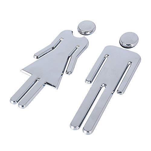 2er Set 12cm Toilettenschilder Damen herren Aufkleber WC Schilder Selbstklebend WC Zeichen Türschild Set für Toilette Mann und Frau Piktogramm Toiletten Hinweisschild Siber Bad Hotel Schul Restaurant