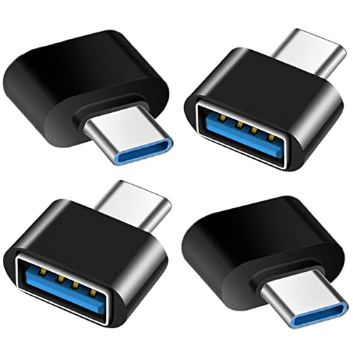 USB C auf USB Adapter 4 Stück, USB C zu USB 3.0 OTG Adapter USB Buchse auf USB-C Stecker Kompatibel mit MacBook Pro, Samsung Galaxy, Typ-C Handy, Tablets und Mehr (Schwarz)