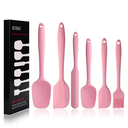 Silikon Spatel Set - Rosa 6-Teiliges Antihaft-Gummispatel Mit Edelstahlkern - Hitzebeständiges Spatel-Küchenutensilien-Set Zum Kochen, Backen Und Mischen