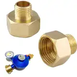 Gasschlauch Adapter Set, 2 Stück Gasherd Adapter 1/2 auf 1/4, Gasflaschen Adapter aus Messing, Gasschlauchverbinder, für Gaskocher, Hockerkocher, Wohnwagen