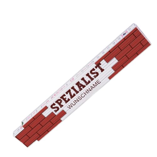 Zollstock mit Wunsch-Namen und Motiv – Spezialist - Meterstab individuell einseitig bedruckt - Glieder-Maßstab personalisiert
