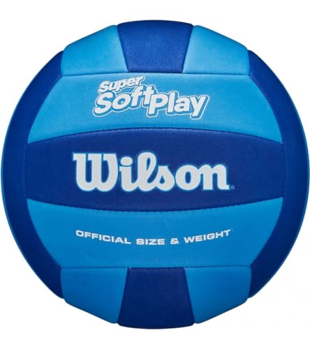Wilson Volleyball Super Soft Play, Kunstleder, Outdoor und Indoor-Volleyball, Beachvolleyball, Blau