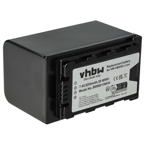 vhbw 1x Akku Ersatz für Panasonic VW-VBD58 für Videokamera Camcorder (5200 mAh, 7,4 V, Li-Ion) + Infochip