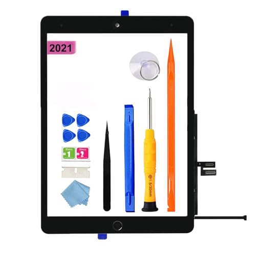 JPUNG Digitizer für iPad 9 Display Touchscreen 10.2'' 2021,für 9. Gen A2602 A2603 A2604 A2605 Ersatz Bildschirm,mit Home-Button+Videoanleitung,Toolset