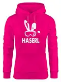 MoonWorks® Kapuzen Pullover Damen Ski-Haserl Ski-Hase Après Ski Party Ski-Fahrer Snowboard-Fahrer Hoodie Frauen pink M